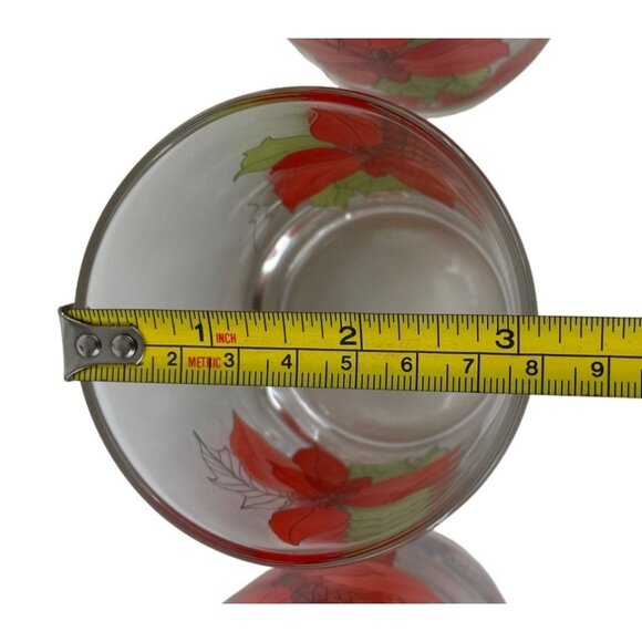 Vintage Christmas 8oz Glassware Old Fashioned Poinsettia by Block Set of 3 - Picture 10 of 11